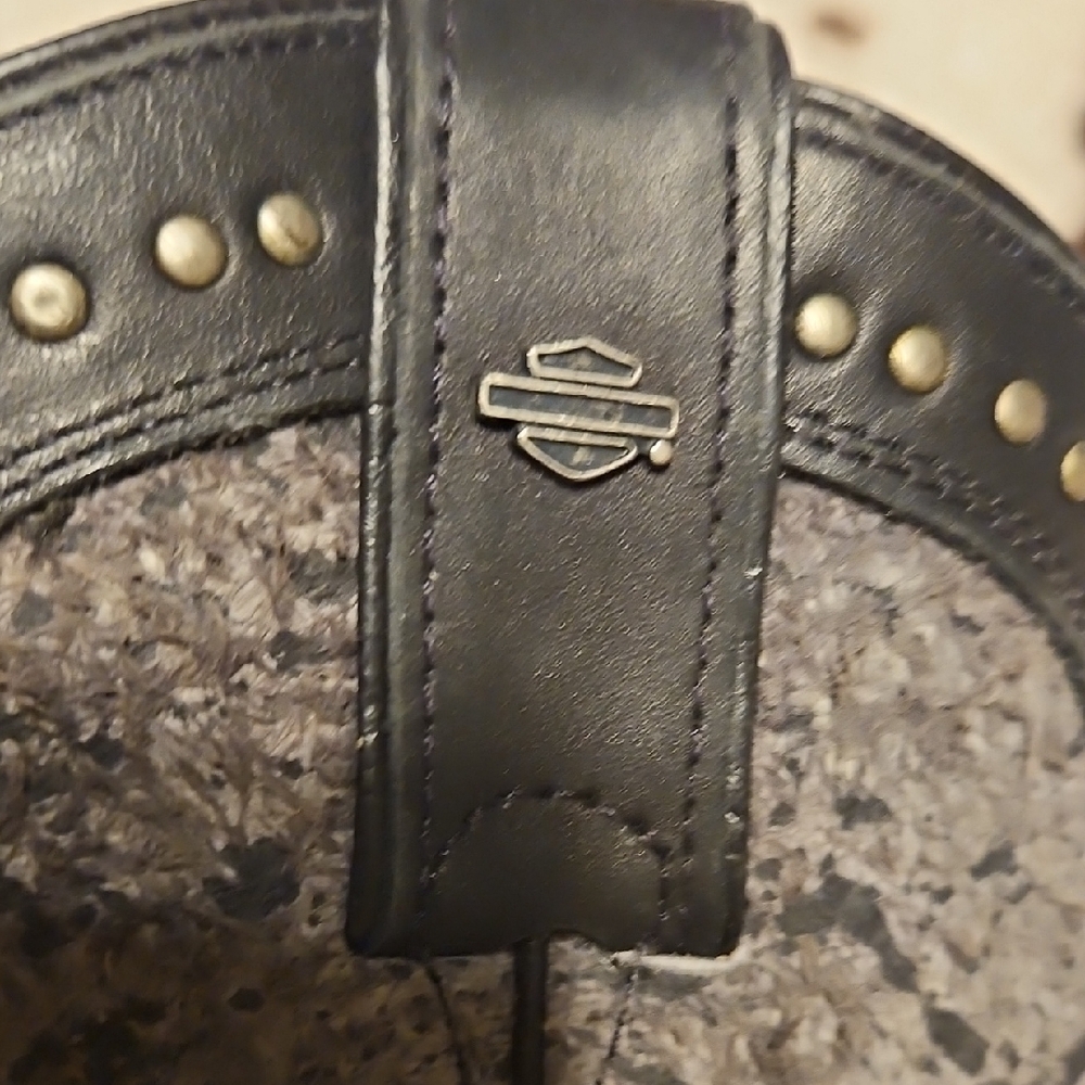 Harley-Davidson Black and Gray Studded Heeled Boots - Picture 11 of 12